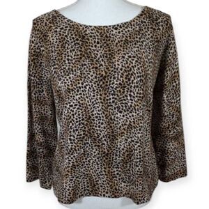WORLD REPUBLIC CLOTHING CO. BLACK & TAN LEOPARD PRINT TOP SZ.XL EUC.